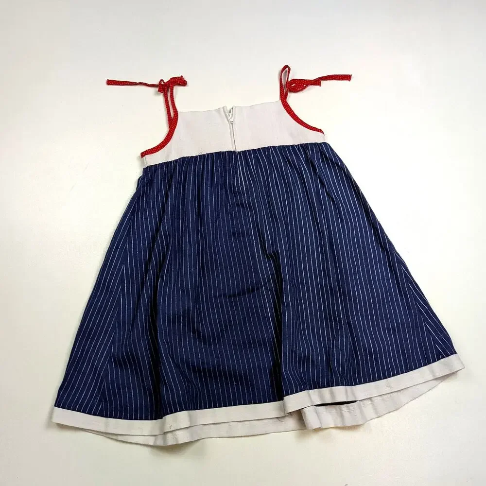 Vintage Ruth of Carolina Dress Girls Sz 6 Navy Sailor Nautical Bolero 80s